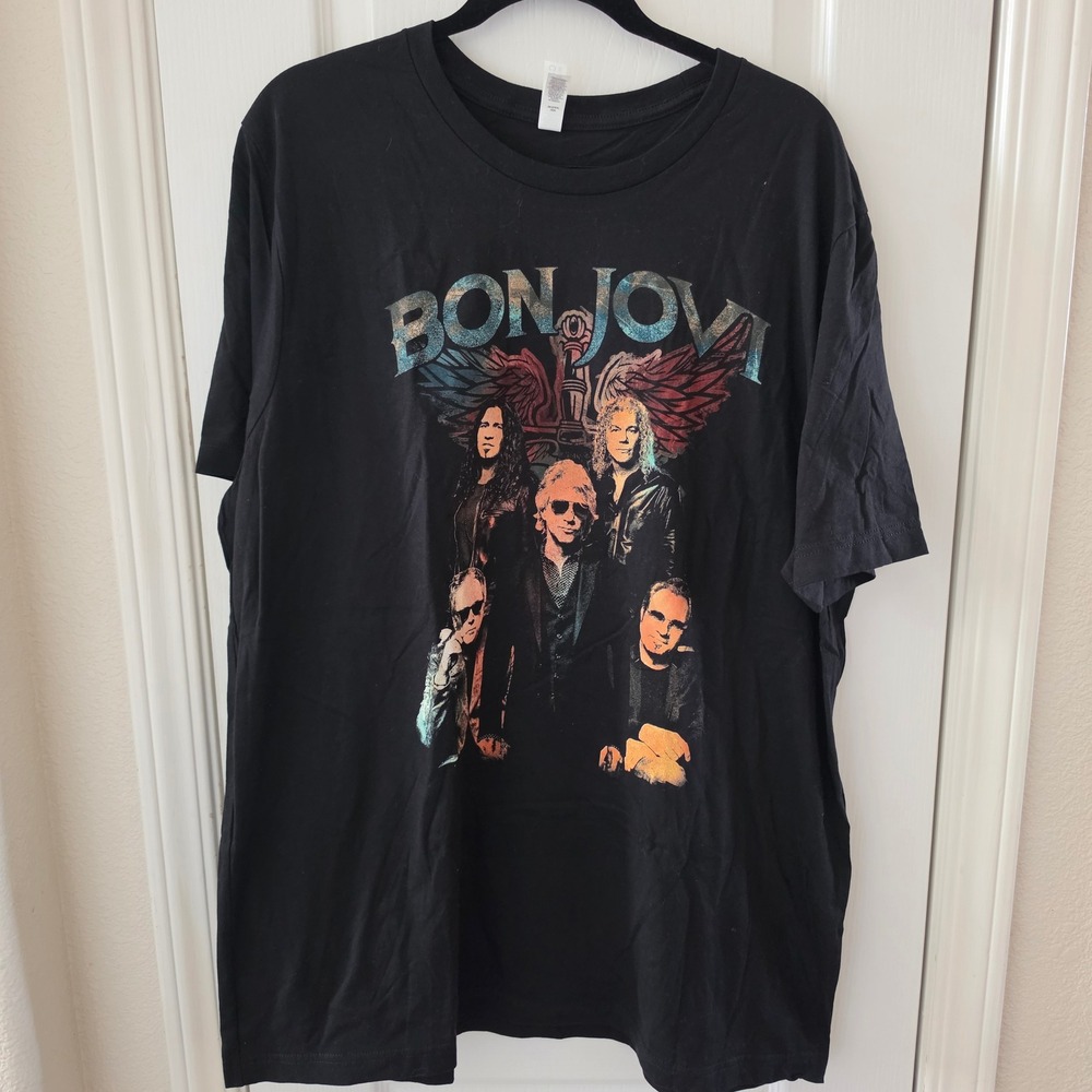 Bon Jovi Graphic Tour T-Shirt Black Bella + Canvas Women 2XL Concert Tee
